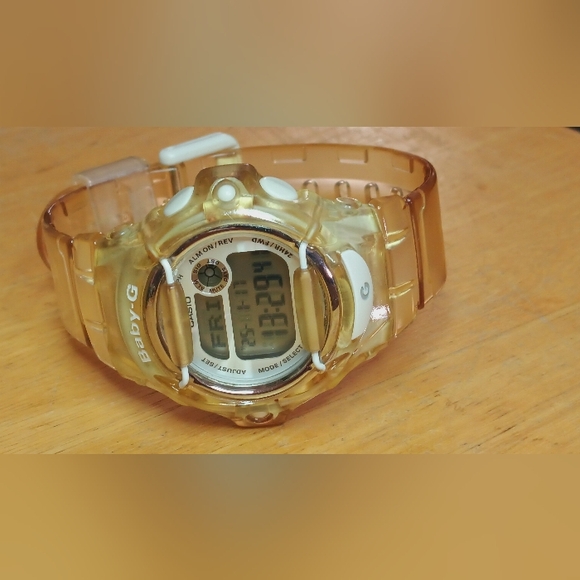 X Casio Baby-G Amber Digital Watch 43mm case with white wire protective cage - Picture 6 of 9